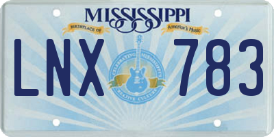 MS license plate LNX783