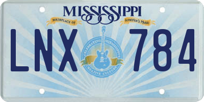 MS license plate LNX784