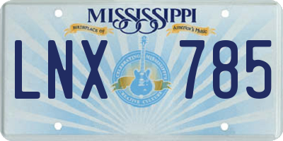 MS license plate LNX785
