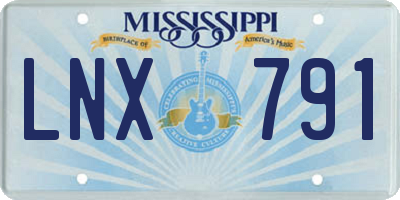 MS license plate LNX791