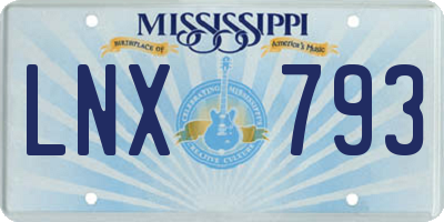 MS license plate LNX793