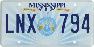 MS license plate LNX794
