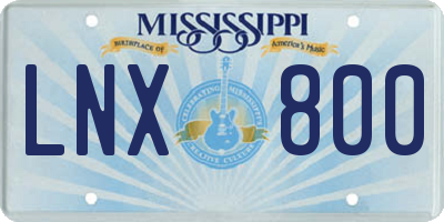 MS license plate LNX800