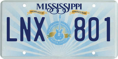 MS license plate LNX801