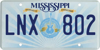 MS license plate LNX802