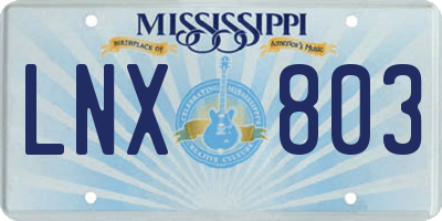 MS license plate LNX803