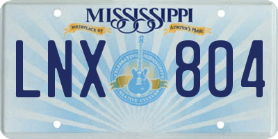 MS license plate LNX804