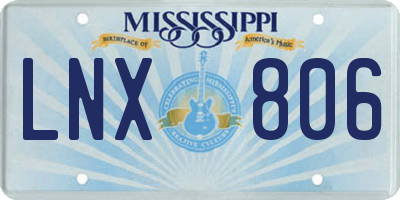 MS license plate LNX806