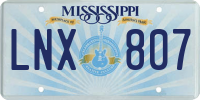 MS license plate LNX807