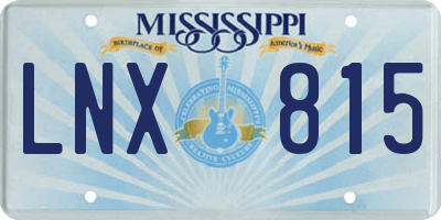 MS license plate LNX815