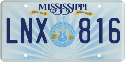 MS license plate LNX816