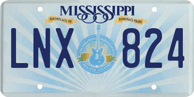 MS license plate LNX824