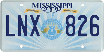 MS license plate LNX826