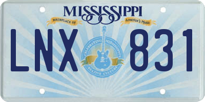 MS license plate LNX831