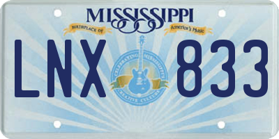 MS license plate LNX833