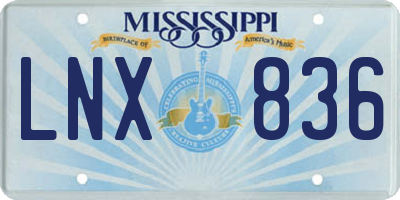 MS license plate LNX836