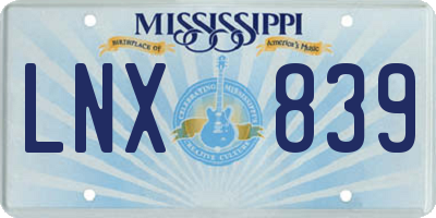 MS license plate LNX839