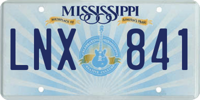 MS license plate LNX841
