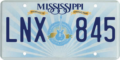 MS license plate LNX845