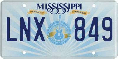 MS license plate LNX849