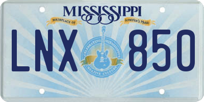 MS license plate LNX850