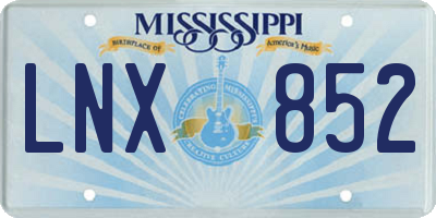 MS license plate LNX852