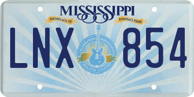 MS license plate LNX854