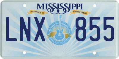 MS license plate LNX855