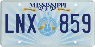 MS license plate LNX859