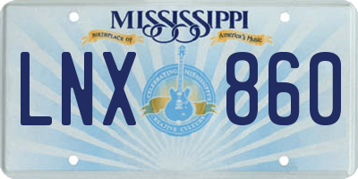 MS license plate LNX860