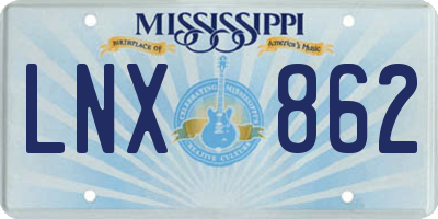 MS license plate LNX862