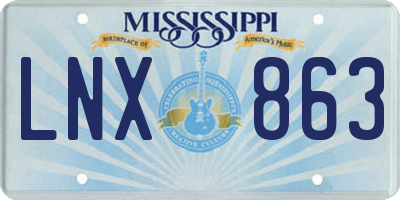 MS license plate LNX863