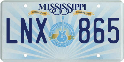 MS license plate LNX865