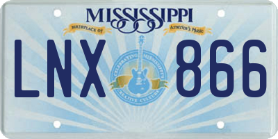 MS license plate LNX866