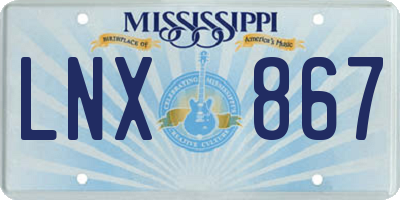 MS license plate LNX867