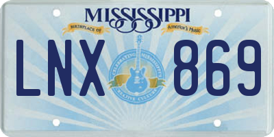 MS license plate LNX869
