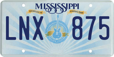 MS license plate LNX875
