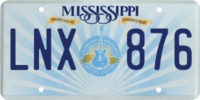 MS license plate LNX876