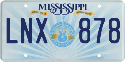 MS license plate LNX878