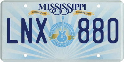 MS license plate LNX880