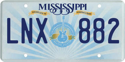 MS license plate LNX882