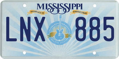 MS license plate LNX885