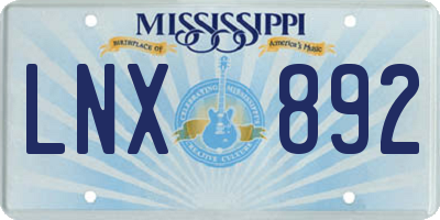 MS license plate LNX892