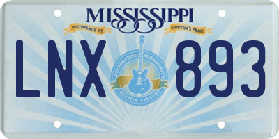 MS license plate LNX893