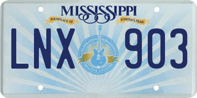 MS license plate LNX903
