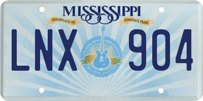 MS license plate LNX904