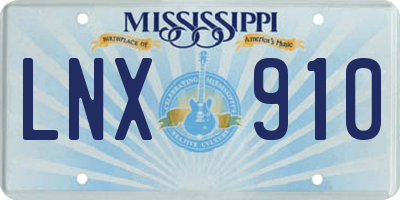 MS license plate LNX910