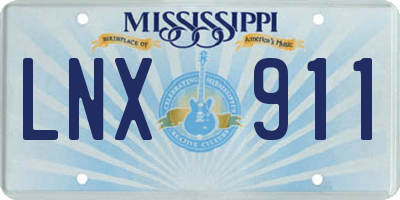 MS license plate LNX911