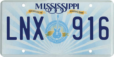 MS license plate LNX916