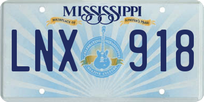 MS license plate LNX918